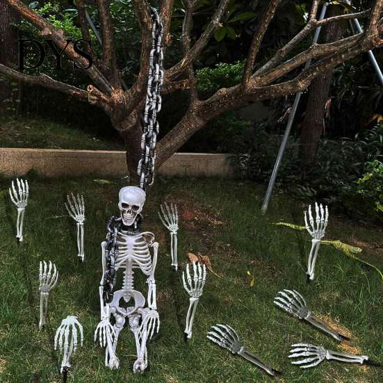Graveyard Scene Setter 1 Pair Halloween Skeleton Hand Yard Stake, Fake Bone Ground Creepy Garden Decor Insert for Cemetery Lawn Display, Spooky
