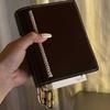 Dark  Leather Brown A7 Notebook 6 Rings Blank Inner Pages Portable Pocket Book For Students' Daily Use Girls Diary Planner 2025