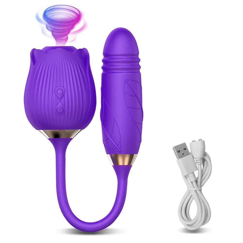 Rose-Sucking Vibrator for Women Clit Sucker Vagina G Spot Thrusting Vibrator Stimulator Female Masturbator Adult Sex Toy