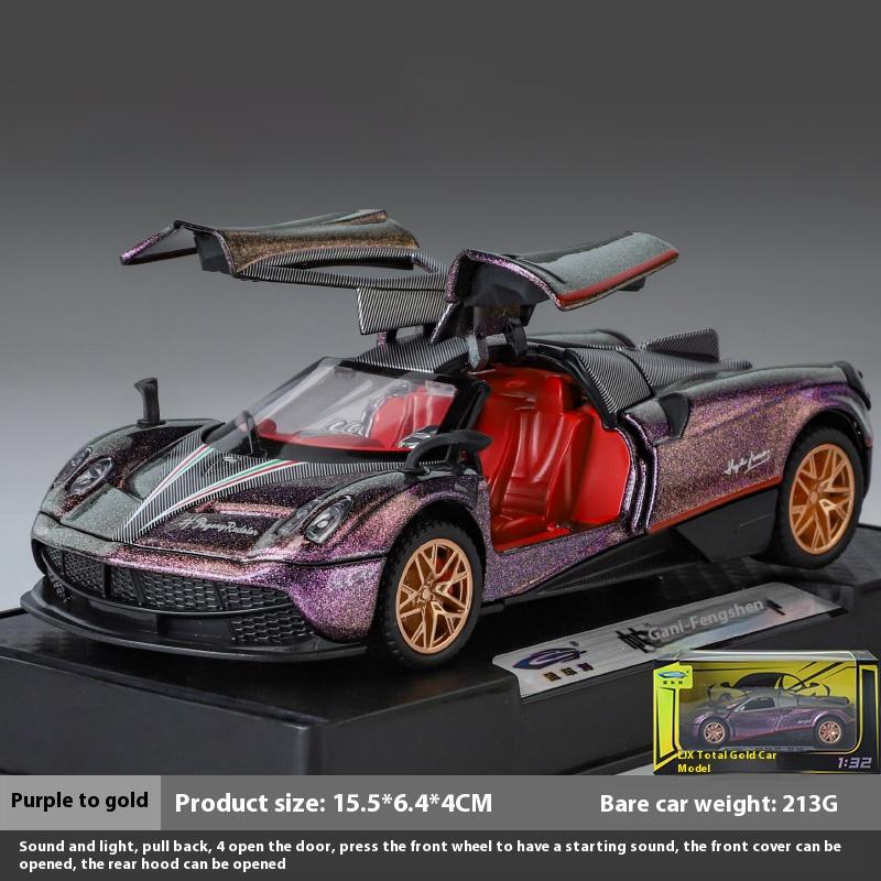 

1/32 масштаб Pagani Huayra BC модель литой металлической гоночной машины модель транспортного средства имитация звука и света детская игрушка подарок фиолетовый
