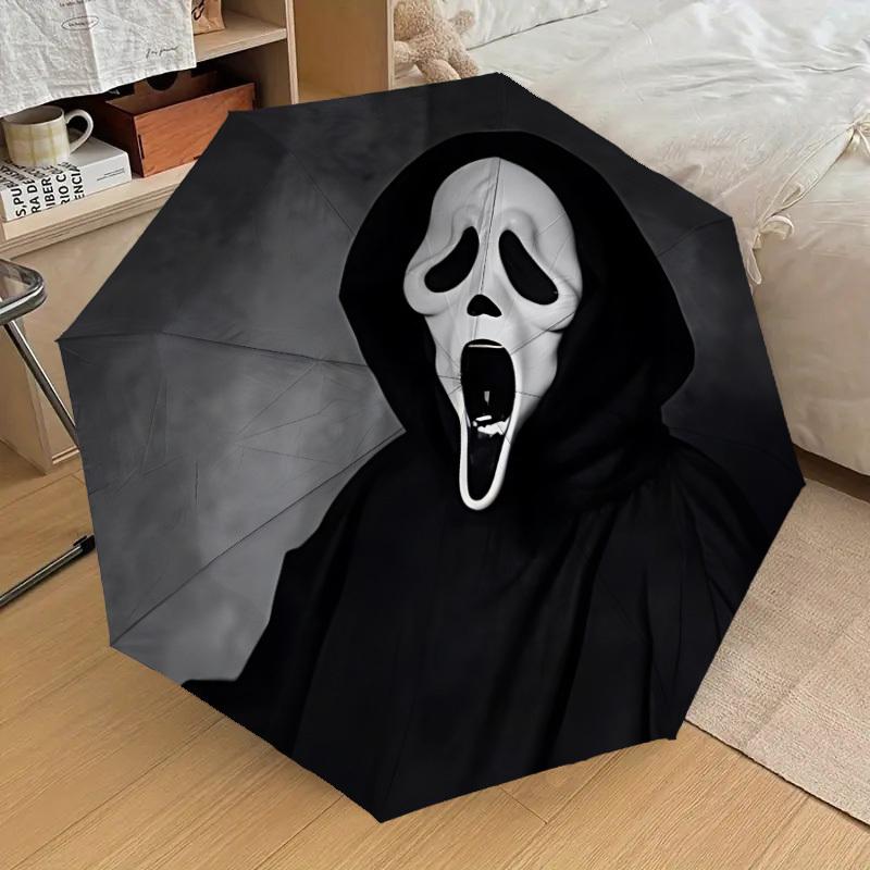 

1pc Scream Mask Automatic Folding Umbrella, Casual Outdoor Accessory, Birthday Festival Gift yy251126198