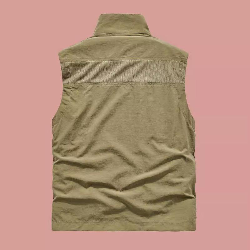 Vår och Höst Väst Herr och Ungdom Multi-Ficka Verktygsdesign Stor Storlek Lös Ståkrage Väst