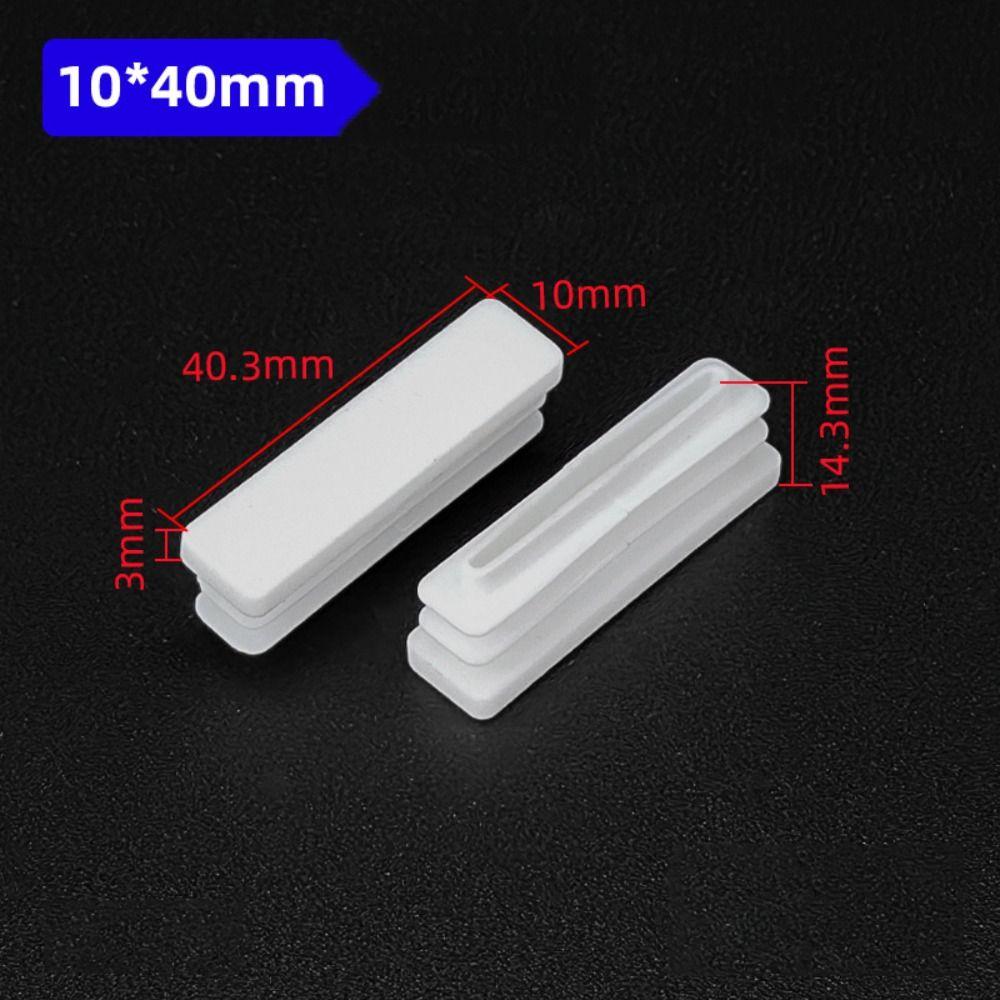 10Pcs High Quality Plastic Furniture Rectangular Pipe Plug White Foot Pad Square Tube Cap Cushion Non-Slip Table Leg Tube Plugs