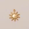 Simple Eight-Pointed Star Tarot Pendant with Moon, Sun, Star, Devil's Eye Design, Drip Oil, and Rhinestone Inlays In Copper.