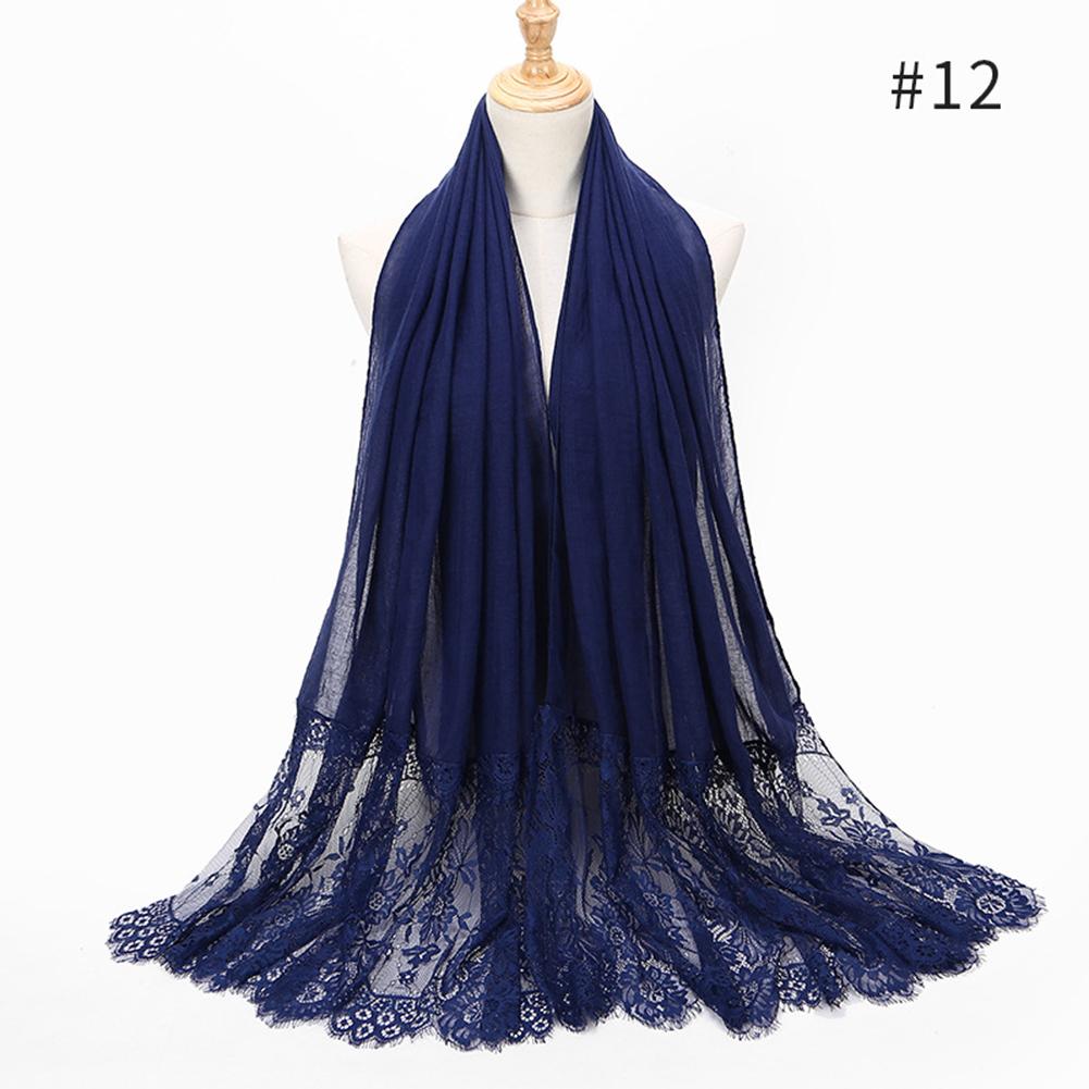 Women Simple Solid Color Lace Splice Long Scarf Shawl