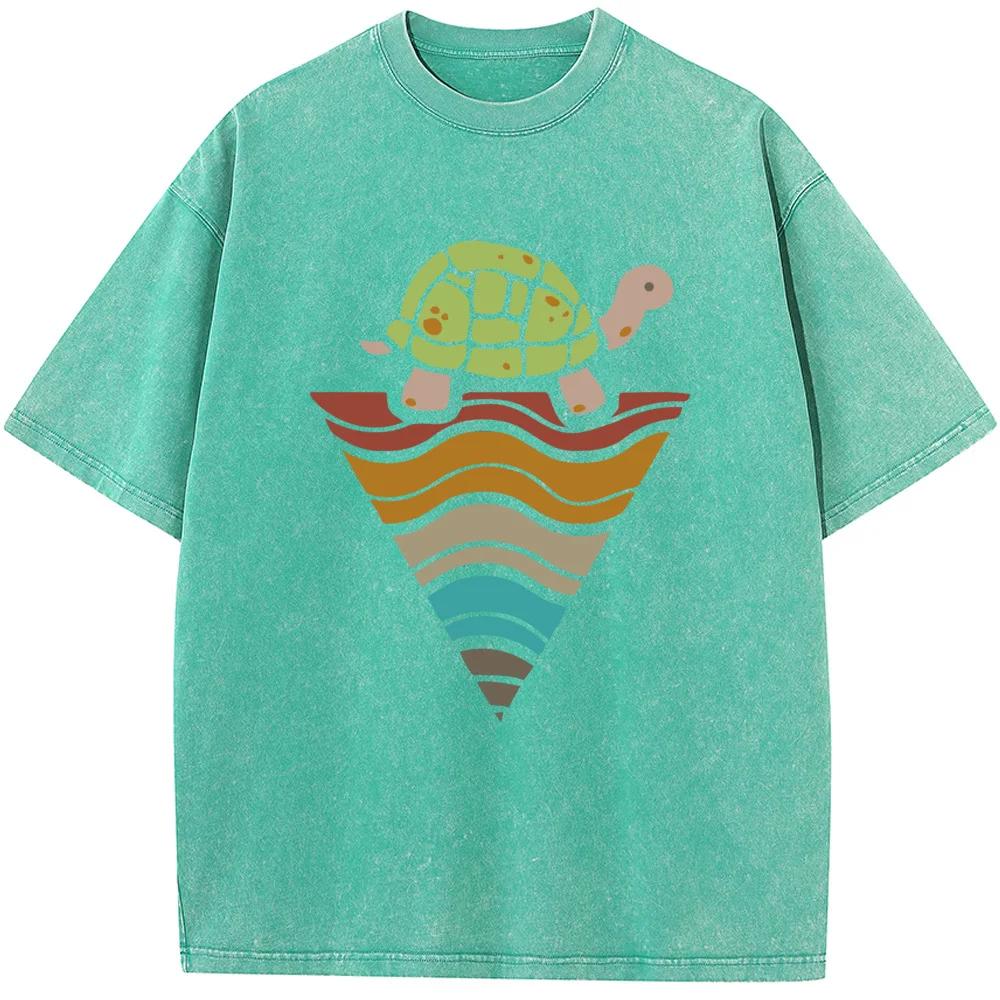 Triangle Turtle Men's Short-Sleeved T-shirt Men Women Casual Oversized T-shirt Vintage Colored Mens T-shirts