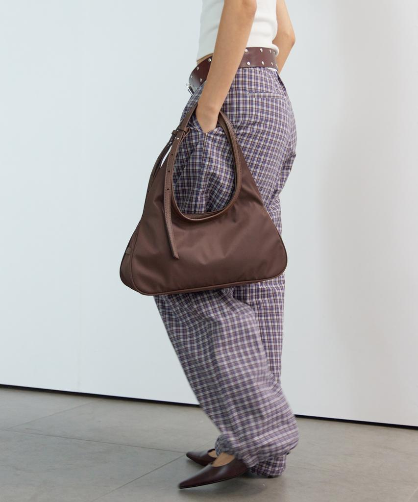 Haveawhale Nylon Two Handle Baguatte Bag Brown