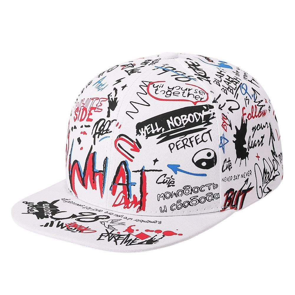 Casual Hip Hop Baseball Cap Letter Graffiti Print Sun Hat Outdoor Breathable Snapback Hat for Men Women