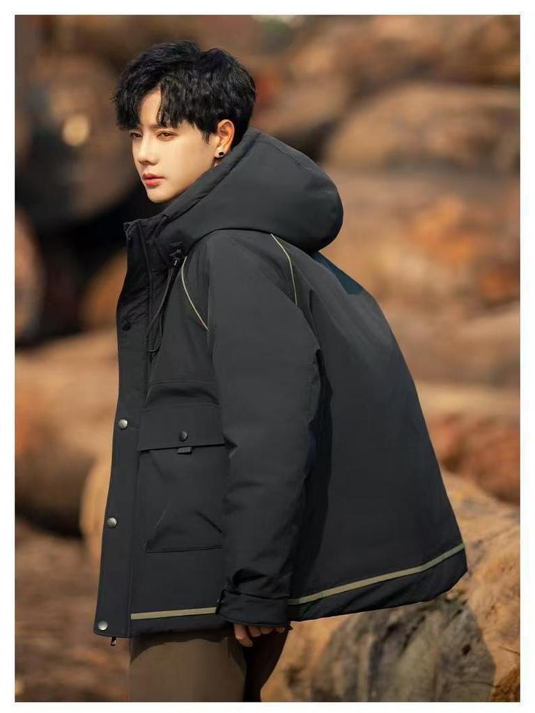 2025 Herr Huvförsedd Dun Vindjacka: Vintervärme & Stil