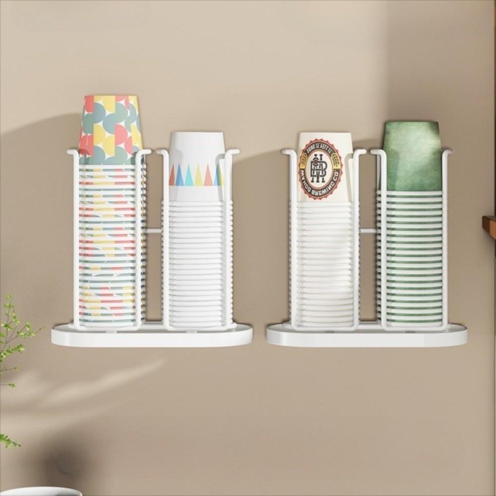Wall Mounted Storage Rack Metal Cup Dispenser Creative Disposable Cup Holder