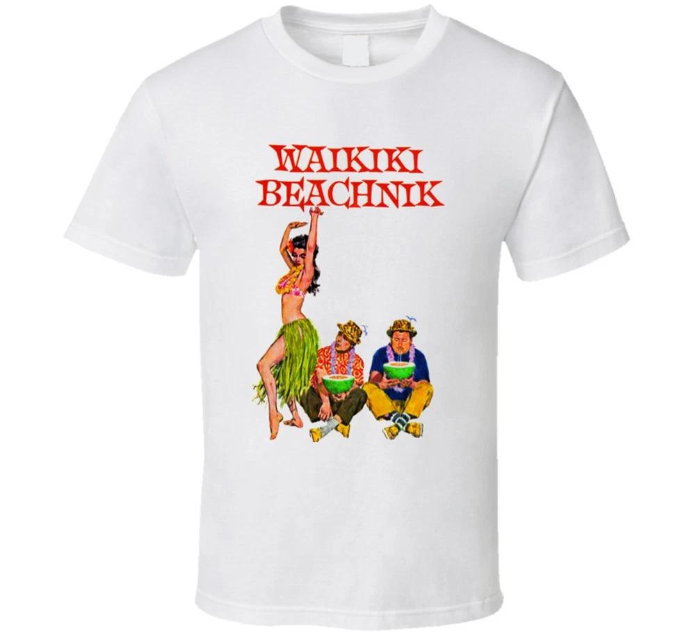 Пляжная футболка Waikiki Beatnik 60-х Ретро Винтажная футболка Тики Хула Гавайская M