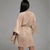 Fashion Style Cardigan 3/4 Sleeve Loose Pure Color Tied Dress Homewear Lace-up Loose Dress