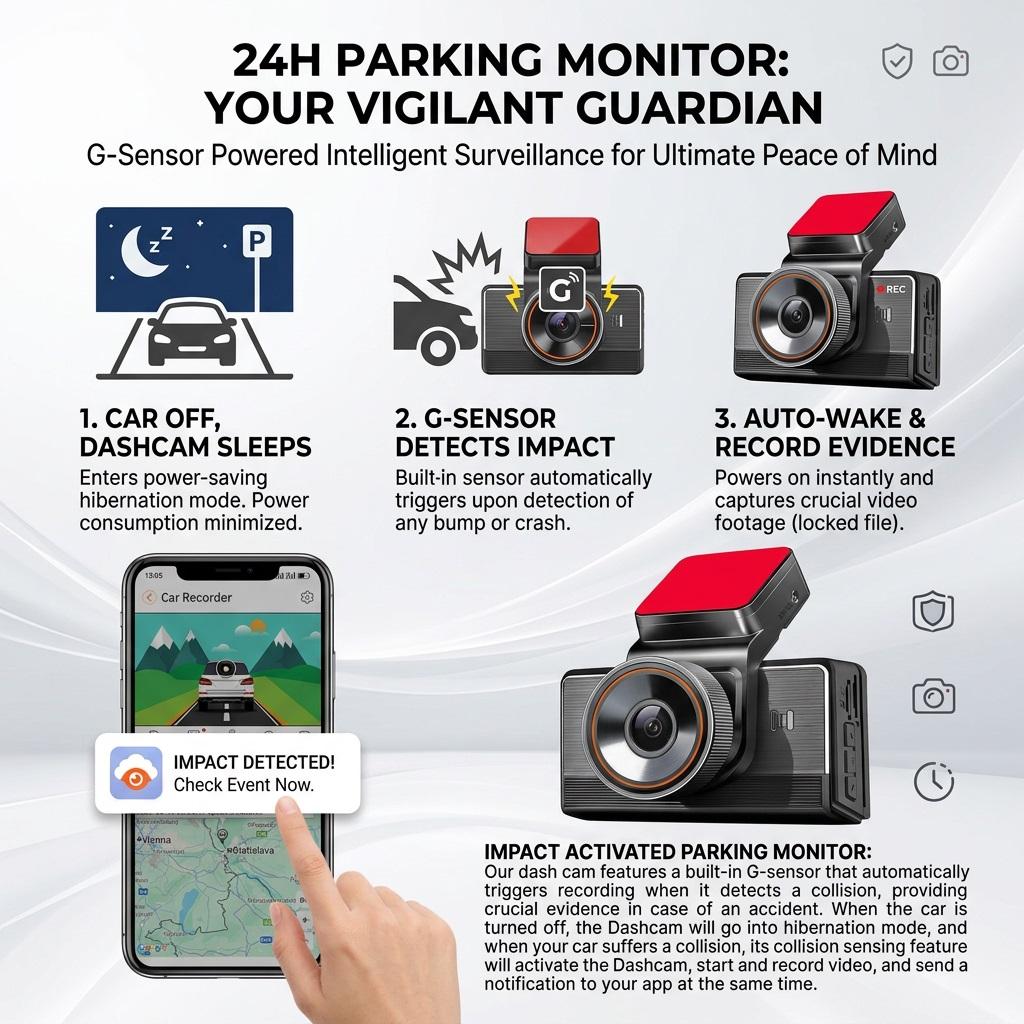 4G 2K Dual-Lens Dash Cam, 3-Inch Screen, WiFi, GPS Tracking, Remote Live Video Via Phone, 12-24V Power Supply, Car Camera