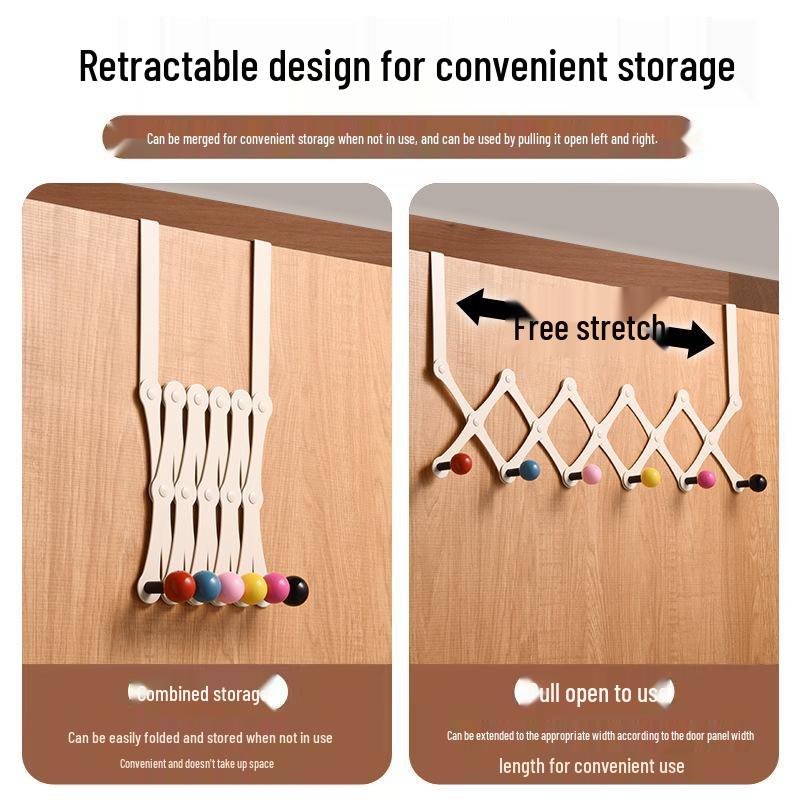 Door-Mounted Foldable Bag & Coat Rack with Stainless Steel Hooks