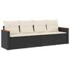 4 Piece Garden Sofa Set with Cushions Black Poly Rattan