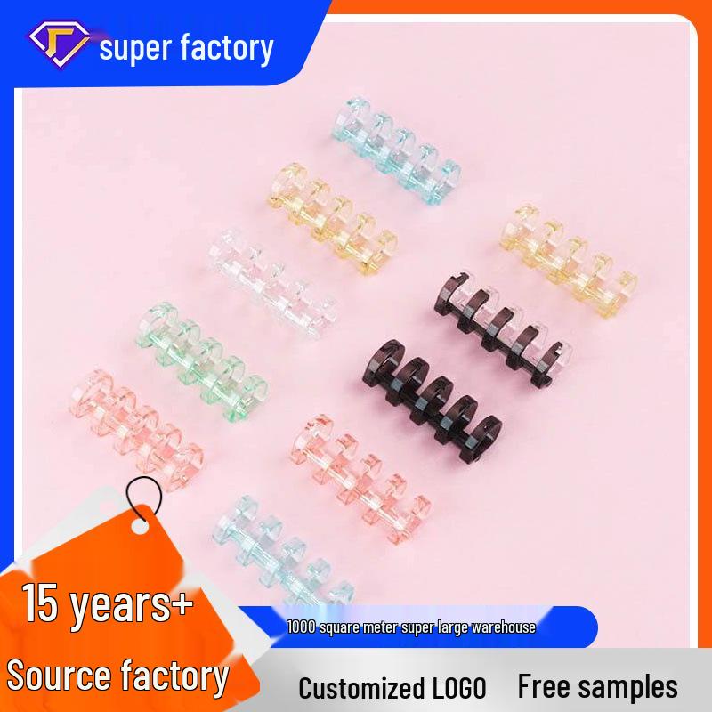 5-Hole Binder Rings, Segmented Transparent Clips, DIY Multi-Hole Plastic Loose-Leaf Clips, Book Rings 5-hole синий