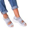 Foreign trade women's shoes knitted sandals women's 2021 new summer flat sole elastic thick sole sports fish mouth shoes 2025