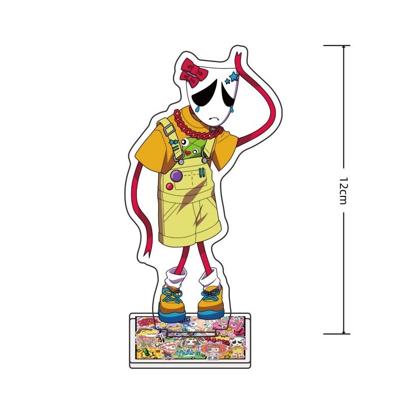 Digital Theme Cartoon Acrylic Stand Keychain Purple Bunny Red Nose Clown Desk Decor Cute Collectible Toy Gift for Fans