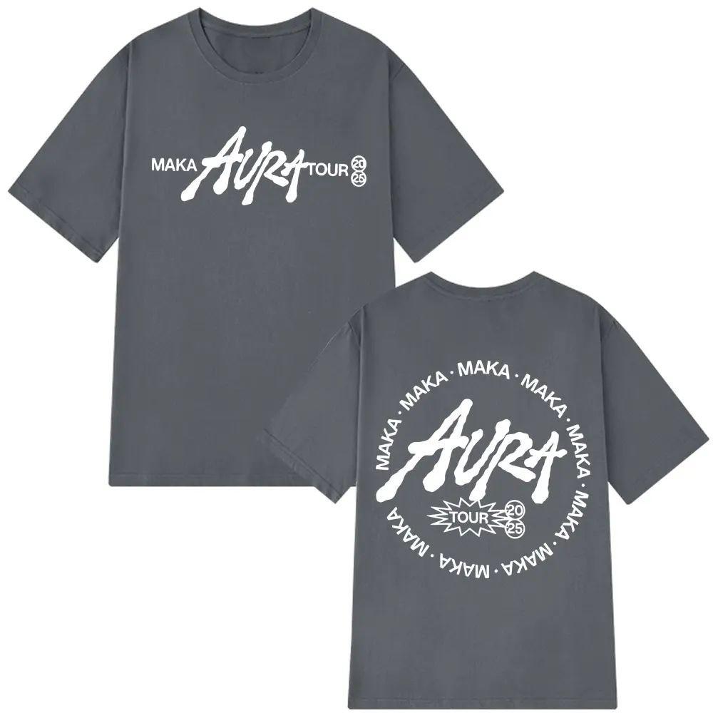 Fashion Vintage T-shirts Casual Hip-hop Loose T Shirts 2025 Gothic Punk T Shirts Rapper Maka Aura Tour Cotton Print Clothing