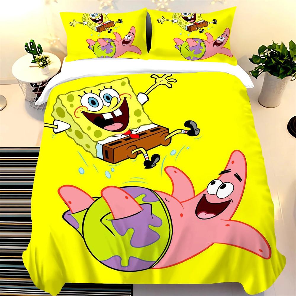 SpongeBob SquarePants Duvet Cover Set, Boy and Girl Duvet Cover Pillowcase, Cute Set, King Size Bedding Set 2/3 Piece Set