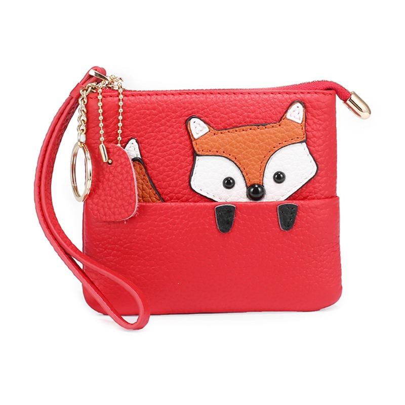 

Foreign trade zero bag female cute mini leather, zipper small wallet ultra-thin creative cartoon coin bag keychain красный