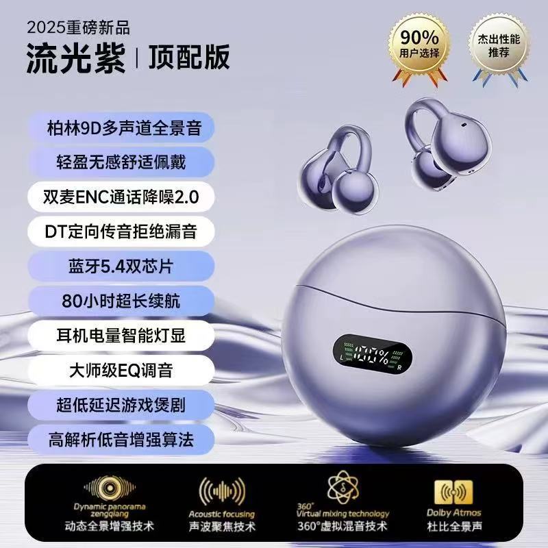 Bluetooth headset new clip-on ear high sound quality wireless non-in-ear noise reduction sports men and women super long battery life