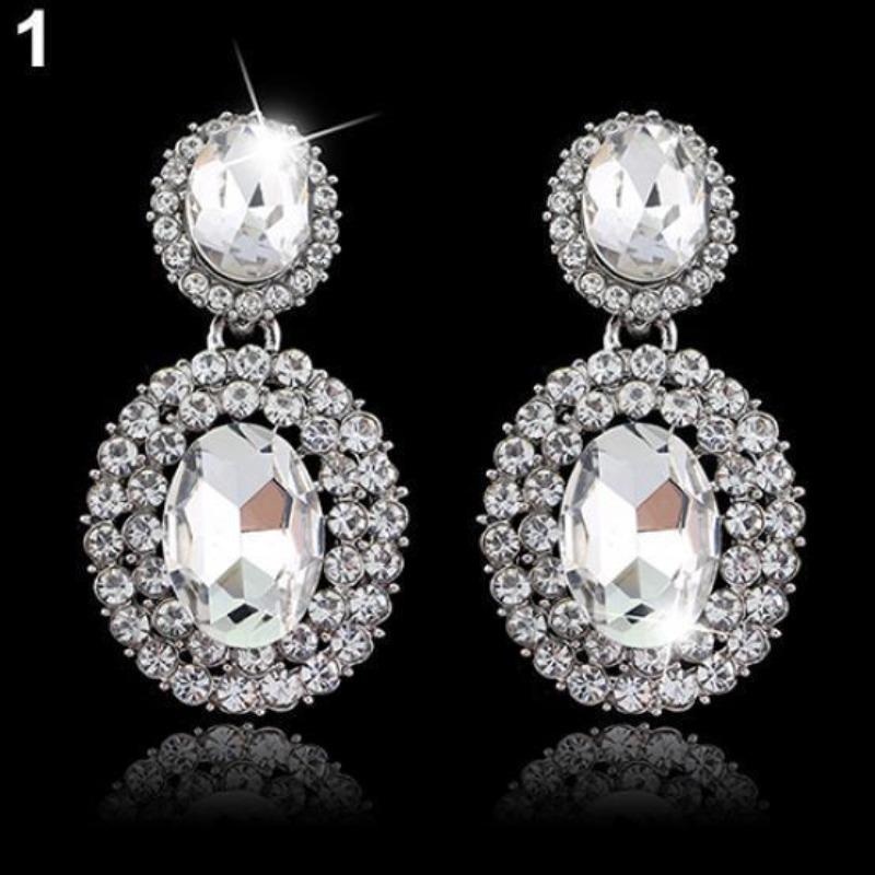 Женские винтажные роскошные овальные массивные висячие серьги со стразами, ювелирные изделия белый