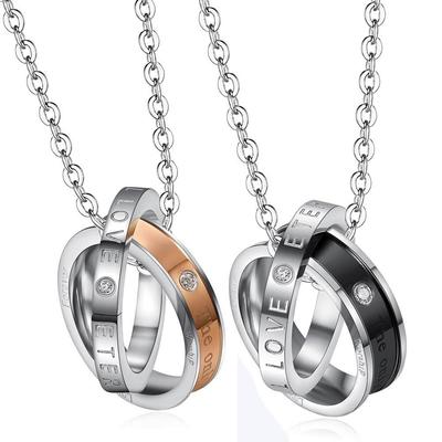 Accessories Couple Accessories Korean Edition Fashion Stainless Steel Personality Diamond Pendant Couple Necklace