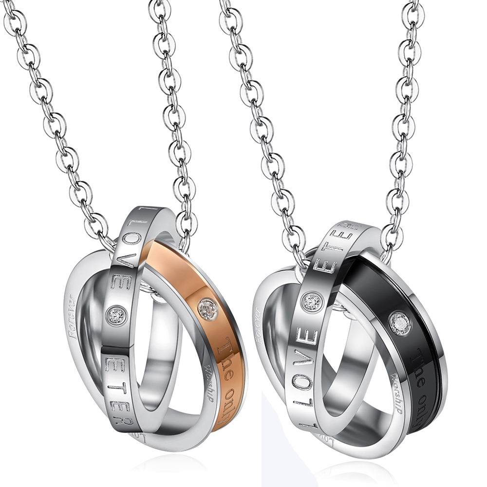 Accessories Couple Accessories Korean Edition Fashion Stainless Steel Personality Diamond Pendant Couple Necklace