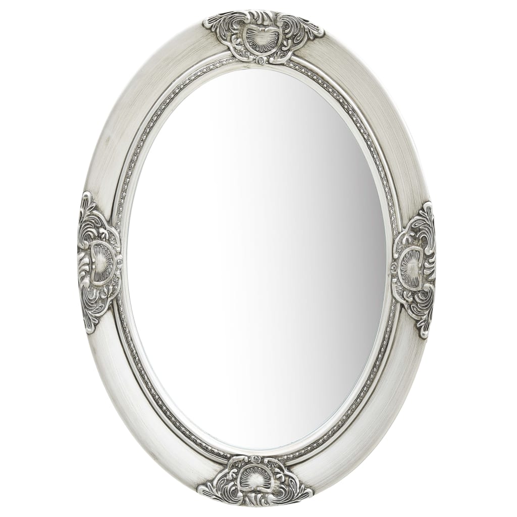 Baroque Style Wall Mirror 50 x 70 cm Silver
