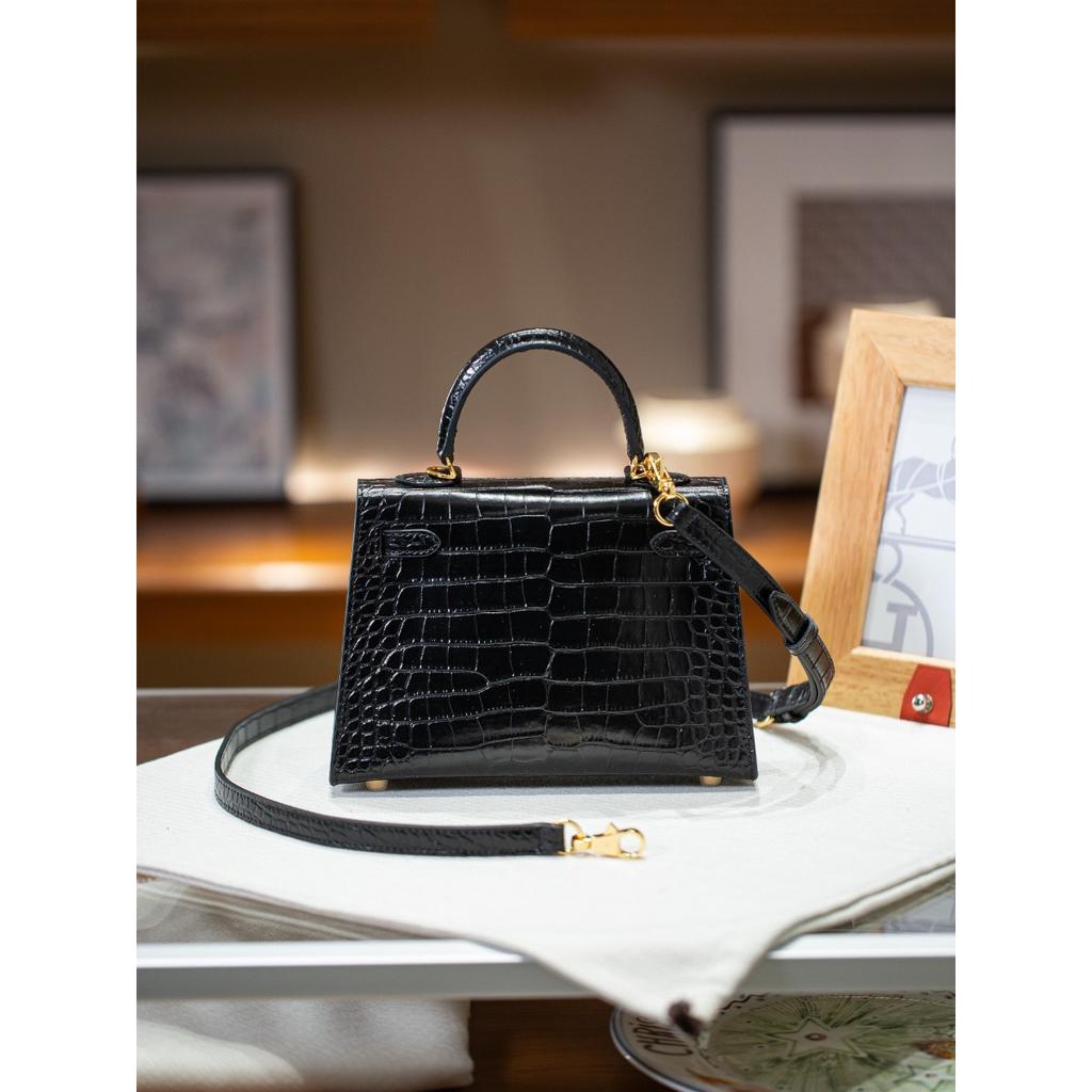 Kazilan Kelly crocodile pattern cowhide bag second generation Keli bag versatile premium portable shoulder messenger women's bag