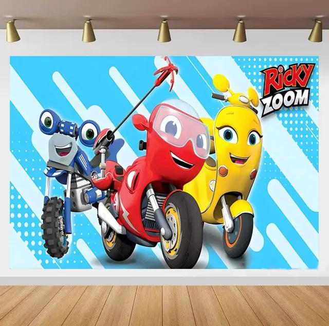 Cartoon Ricky Zoom Motorcycle Birthday Party Decoration Background Banner Racing Motorcycle Kids Baby Party Photo Shoot Props527