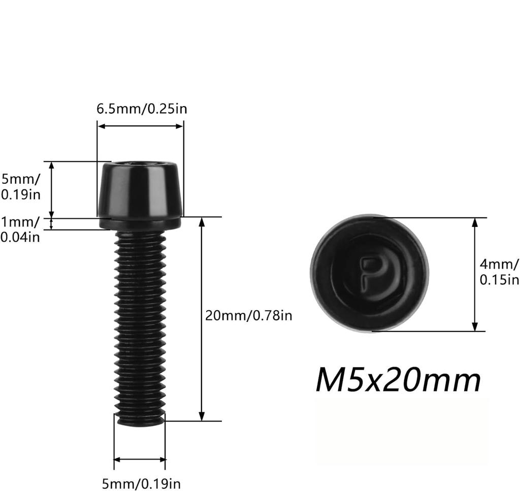 Set med 10 M5 x 20 P0.8 Titanbultar, 0,2 tum (5 mm), 0,8