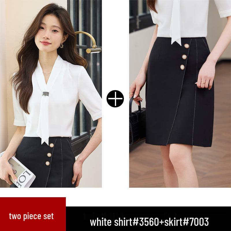 2024 Women's Professional White Summer Shirt - Lightweight Workwear for Commute and Reception