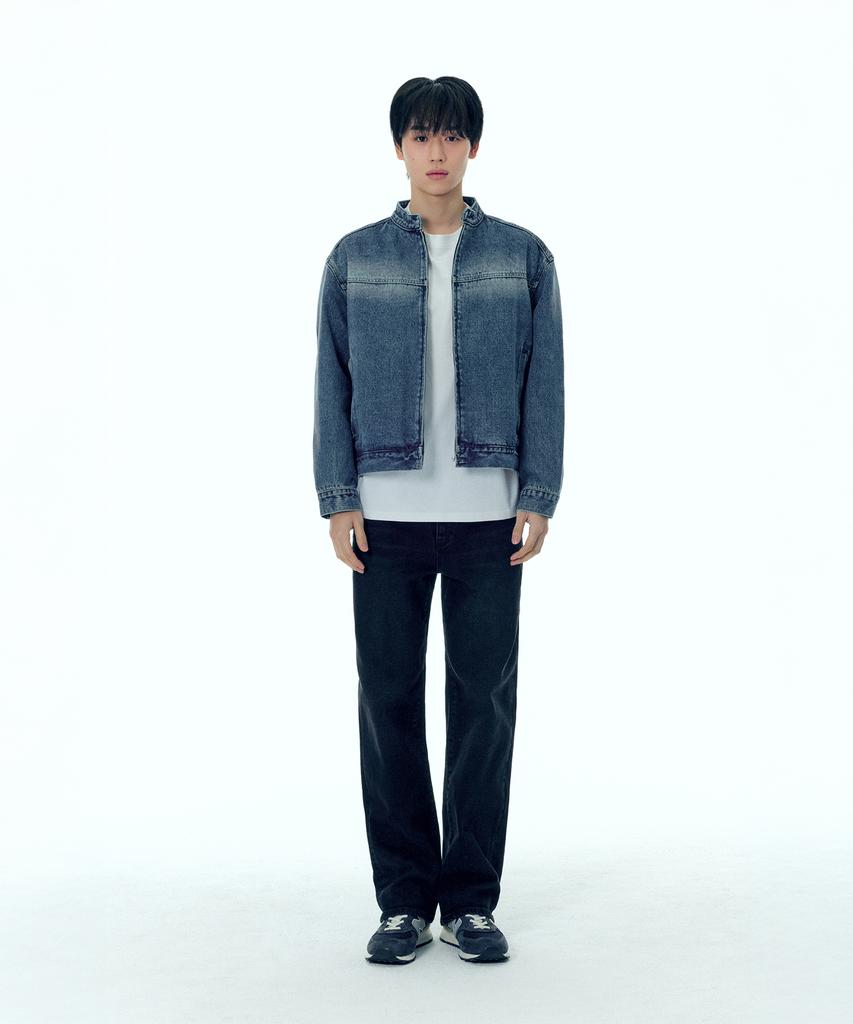 Plac Biker Denim Jacket Mid Blue