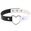 Eco-friendly PU Leather Japanese Harajuku Hip-hop Heart-shaped Peach Heart Love Two-color Splicing Neck Strap Collarbone Collar Punk Necklace