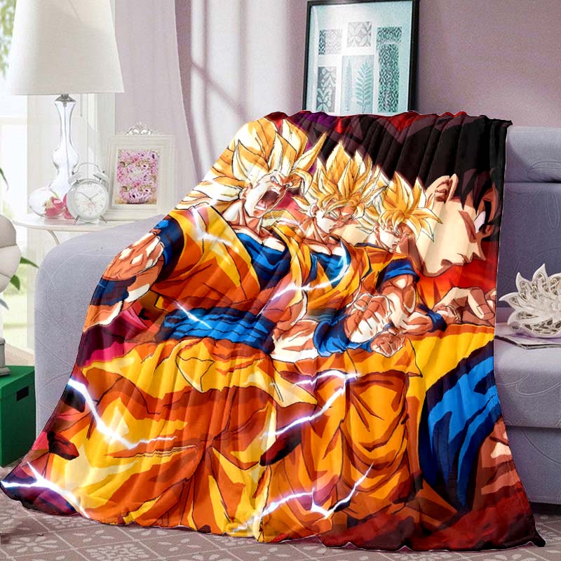 Dragon Ball Anime Print Blanket Warm  Comfortable Flannel Blanket for Bedrooms, Sofas, Beds, Chairs, Picnics, Travel-LXR11