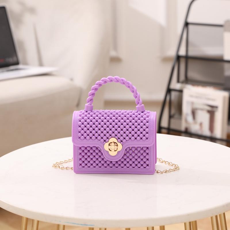 Children's Small Square Bag 2024 New Jelly Bag Pvc Hollow Mini Chain Messenger Bag Handbag