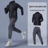 Men's Quick-Dry Hooded Jacket & Pants Running Set - Breathable, Sweat-Absorbing Training Outfit for Spring and Autumn