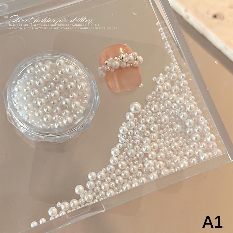 

Нігтьові Шарми Перлинні Прикраси Різні Розміри Кольоровий Мішок DIY Носимі Нігті Круглі Перлини Наліпки для Нігтів Рукоділля