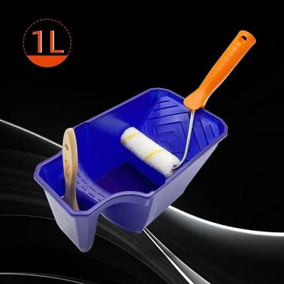 New 1L Paint Tray Large Capacity Dark Blue Handheld Paint Cup Durable Easy-Grip Holding Paint Cup for Roller & Brush Application