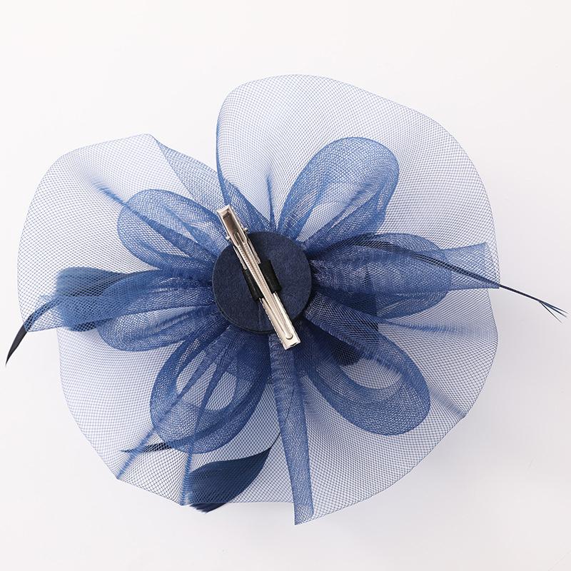 Women Fascinator Hat Cocktail Wedding Party Church Headpiece Elegant Headwear Feather Bride Hairpin Stamen Mesh Hair Accessories