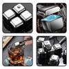 4/6/8 Piece Whiskey Ice Cubes Set with Silicone Head Tongs and Ice Cube Trays Stainless Steel Ice Cubes Reusable