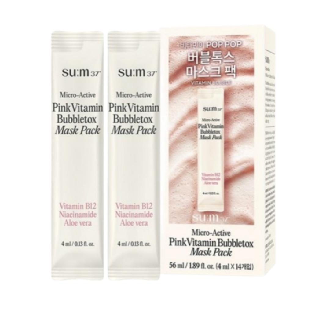 

SU:M37 Micro Active Pink Vitamin Bubbletox Mask Pack 4ml x 14pcs Korea Beauty