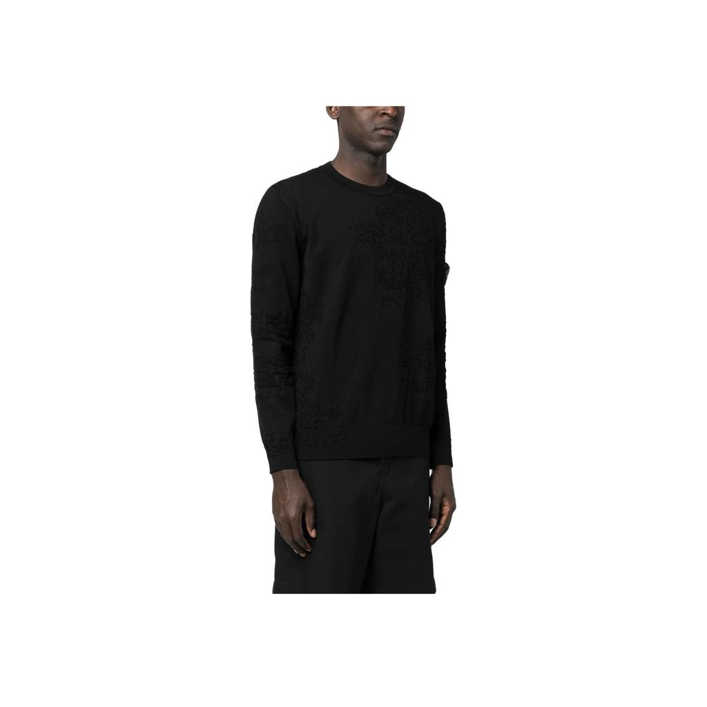 STONE ISLAND Compass Motif Crewneck Jumper Black Men Tops 7815515B3-V0029