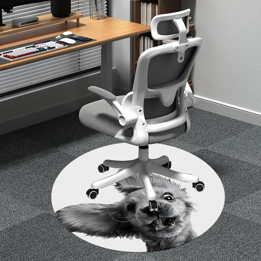 

1pc Puppy Playful Office Round Area Rug, Indoor Mat Suitable ForOffice, Under Office Chairs Bedroom Living Room Home Decor, Room Deco u75 80cm by 80cm