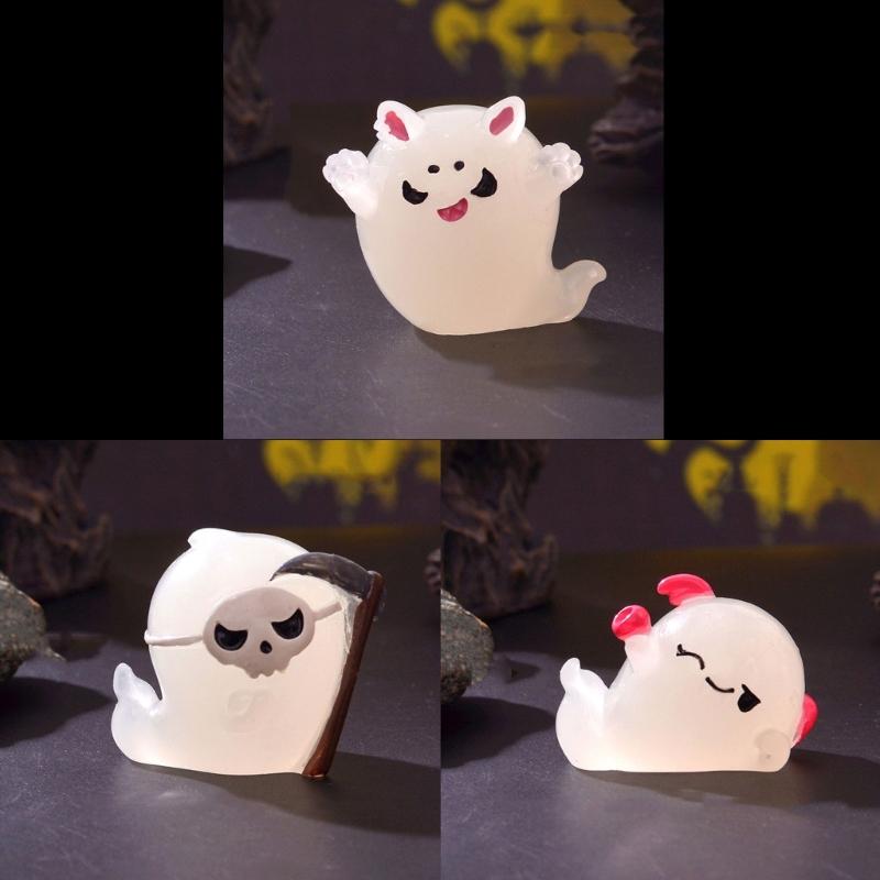 Miniature Glowing Ghostly Dolls 7Pcs Halloweens Glowing in Dark Ghostly Figurines for Indoor and Outdoor Decoration
