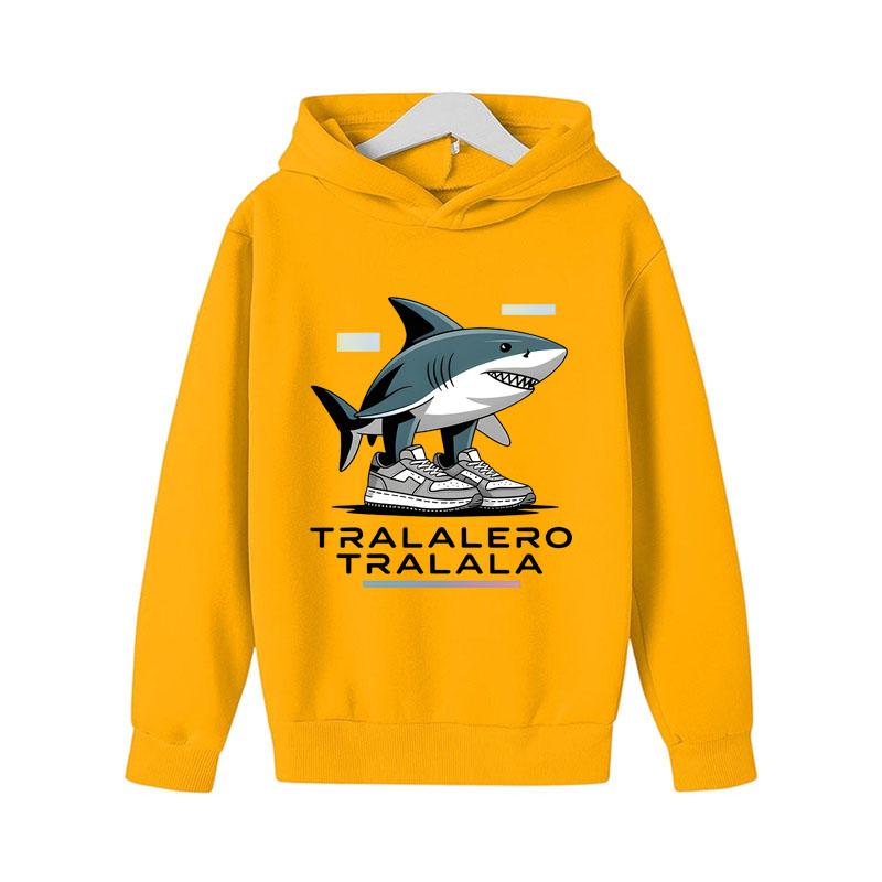 Dětské oblečení Brainrot Tralalero Tralala Grafická mikina pro milovníka žraloků Vtipný meme Dětská mikina s kapucí Módní svetr