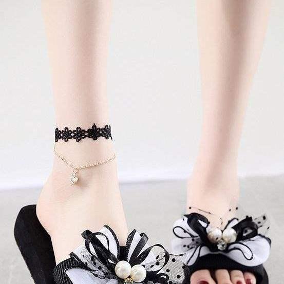 Damen Sommer 2025 Schleifen-Flip-Flops - Dicke Sohle, Rutschfest, Vielseitige Keilabsatz-Strandschuhe