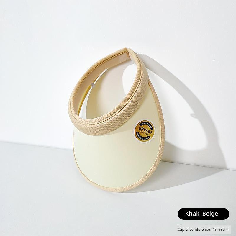 

Summer Hat Female UV Protection Headband Beach Sun Hat Sun Protection Sun Hat Biking Face-Covering Shell Topless Hat D-137 beige